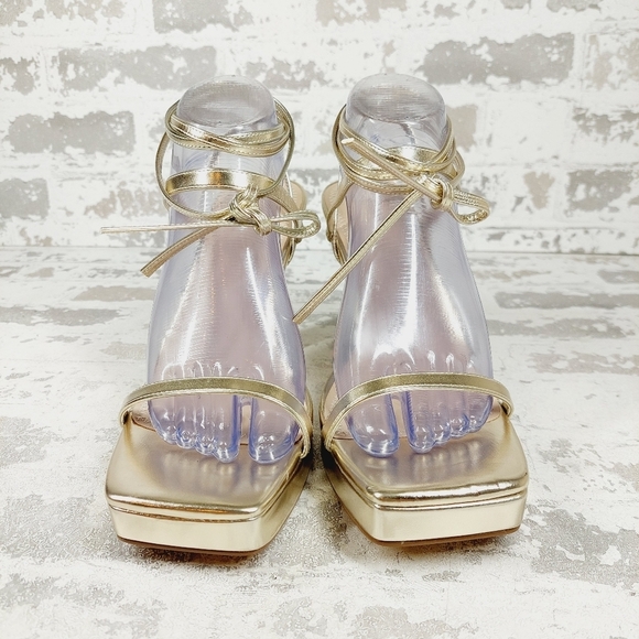 New BP Netta Platform Gold Metallic Strappy Sandals H976 - Picture 3 of 13
